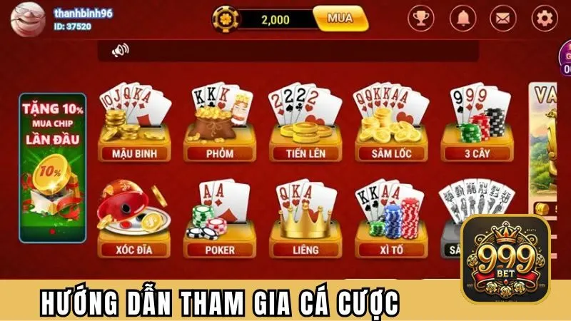 Hướng dẫn tham gia cá cược đánh bài